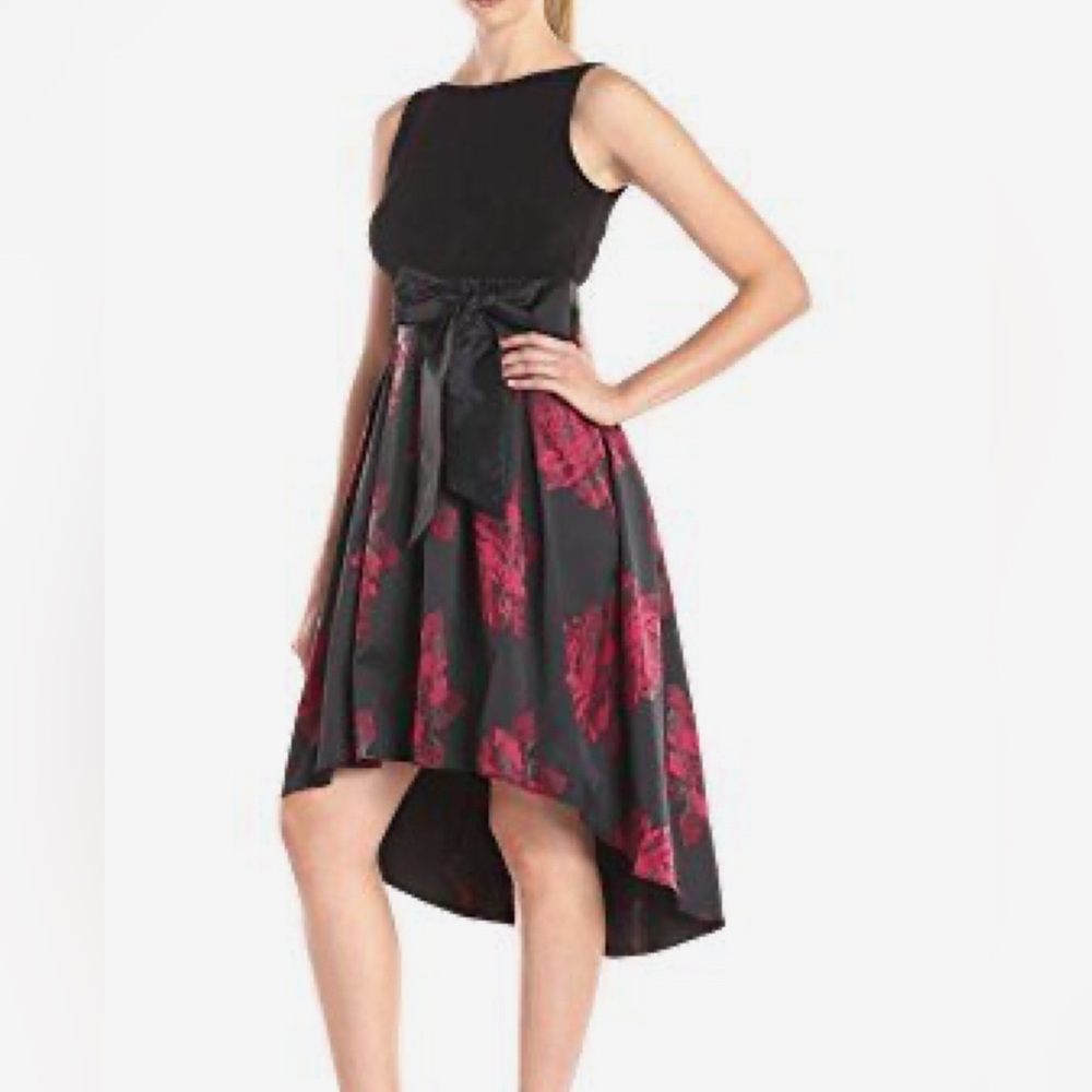SLNY red and black brocade high low party dress size 16W